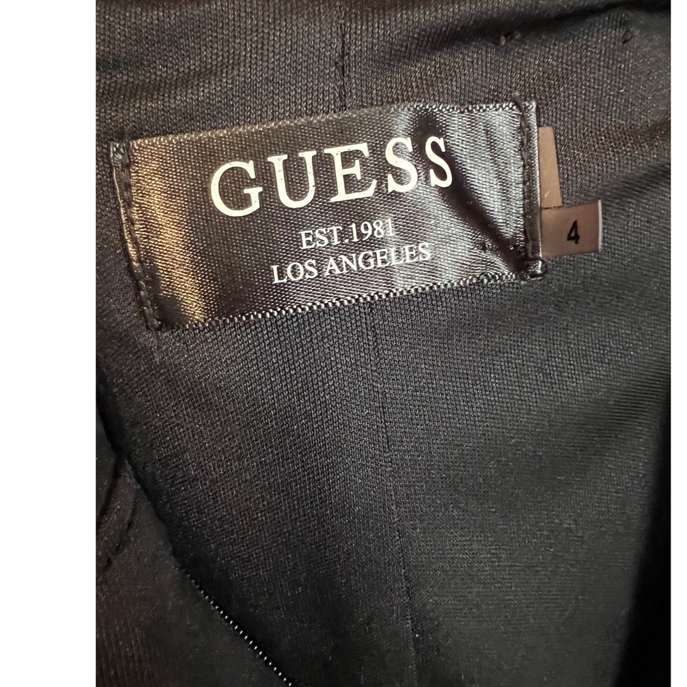 Guess‎ Black Bow Back Cutout Mini Dress Size 4 Bodycon LBD Scuba Sleeveless - Picture 5 of 15